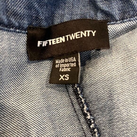 Fifteen Twenty Denim Chambray Cross Front Jacket Lightweight Blue Oversized XS - Picture 8 of 15